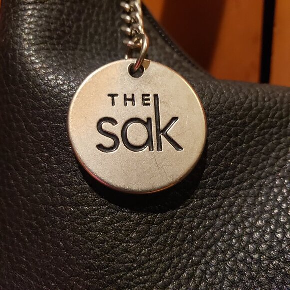 The Sak Black Genuine Leather Hobo Shoulder Bag Medium Minimalist Boho Goth - Picture 2 of 8